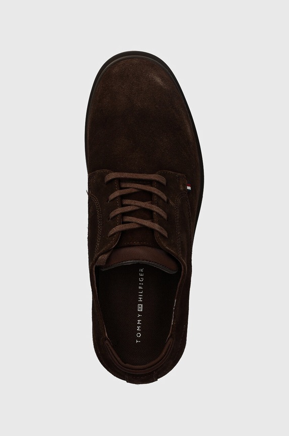 Semišové poltopánky Tommy Hilfiger FLEXIBLE HILFIGER SDE DERBY SHOE hnedá FM0FM05087