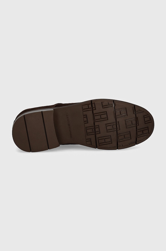 Semišové poltopánky Tommy Hilfiger FLEXIBLE HILFIGER SDE DERBY SHOE FM0FM05087 hnedá