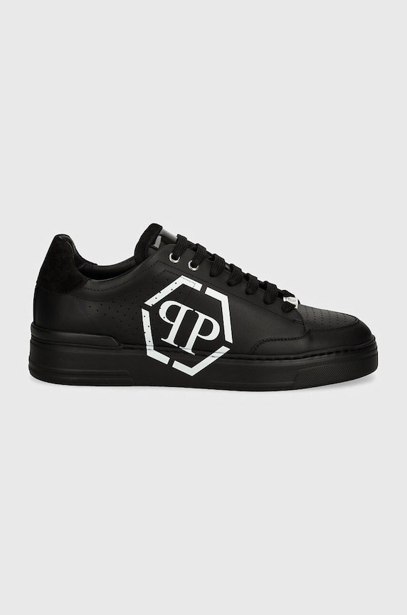 Kožne tenisice Philipp Plein Lo-Top Hexagon MSC3981.PLE005N.0202 crna AW24