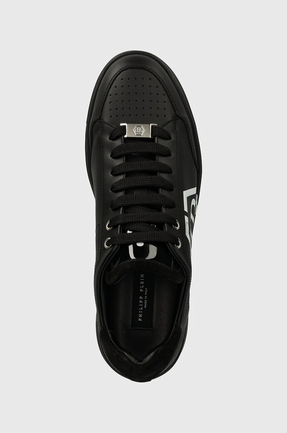 Kožne tenisice Philipp Plein Lo-Top Hexagon crna MSC3981.PLE005N.0202