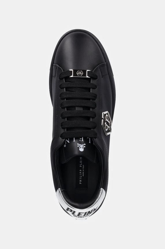 Δερμάτινα sneakers Philipp Plein Nappa Lo-Top Hexagon μαύρο USC0676.PLE075N.0202