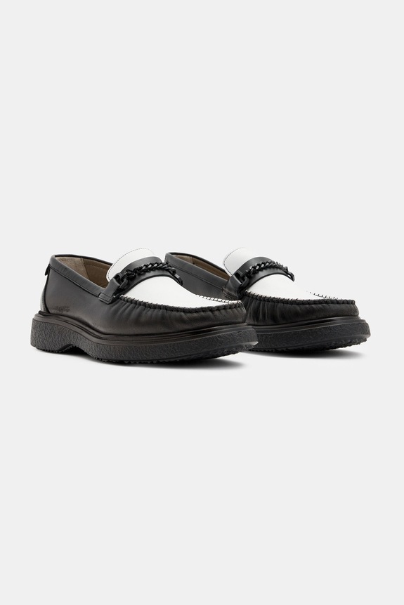 Кожаные мокасины AllSaints Gibbs Chain Loafer M011FB чёрный AW24