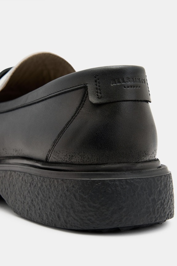 Кожаные мокасины AllSaints Gibbs Chain Loafer чёрный M011FB