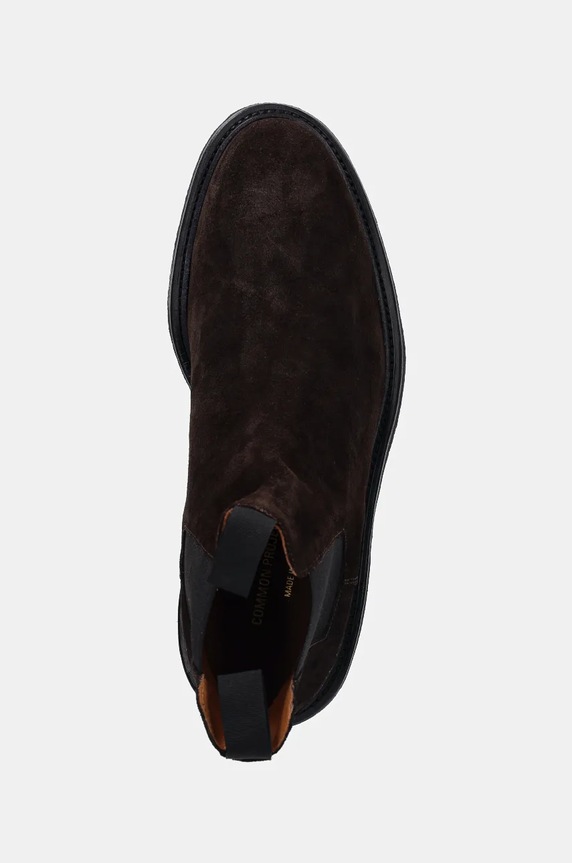Common Projects magasszárú cipő velúrból Chelsea in Waxed Suede barna 2446.3621