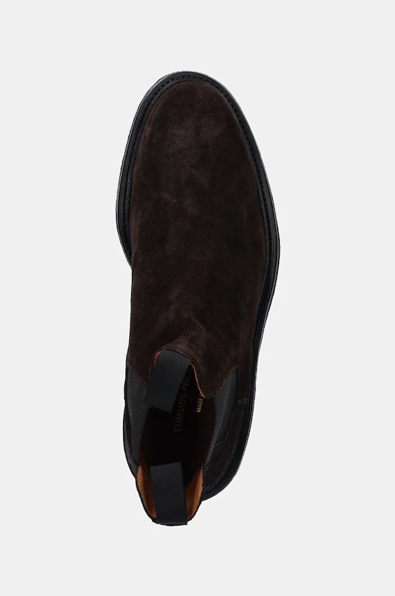 Common Projects magasszárú cipő velúrból Chelsea in Waxed Suede barna 2446.3621