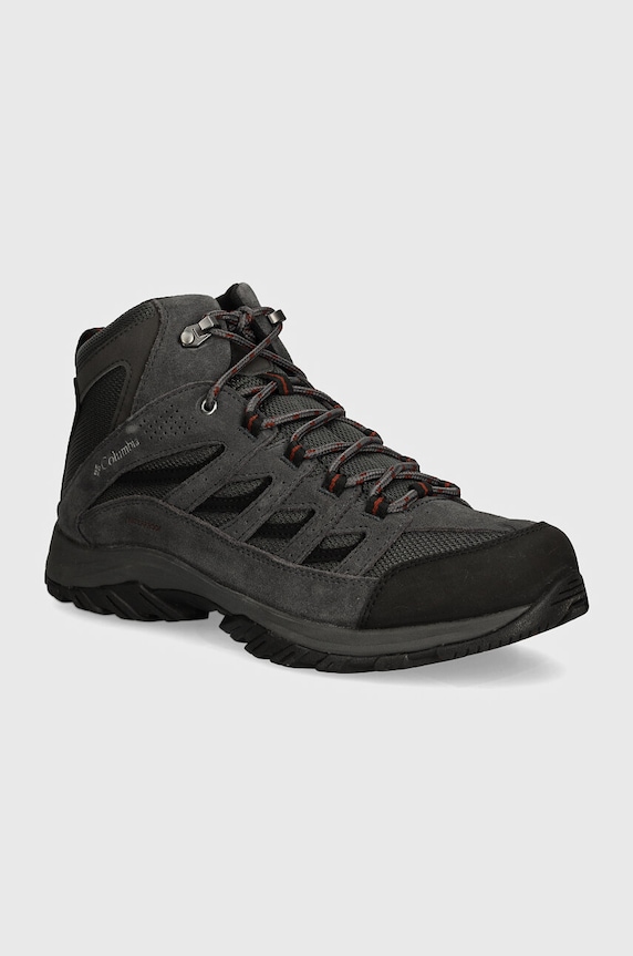 Columbia pantofi Crestwood Mid Waterproof piele întoarsă gri 2100641