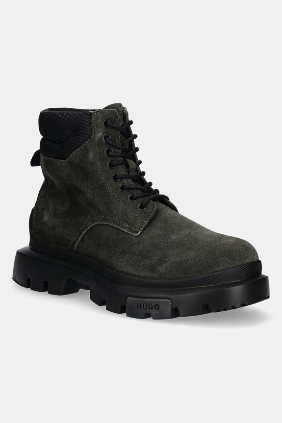 HUGO buty Fabyan skóra zamszowa zielony 50528995.301