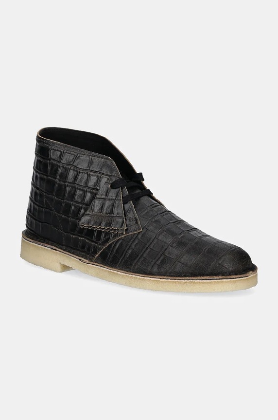 Шкіряні туфлі Clarks Originals Desert Boot casual чорний 26179165