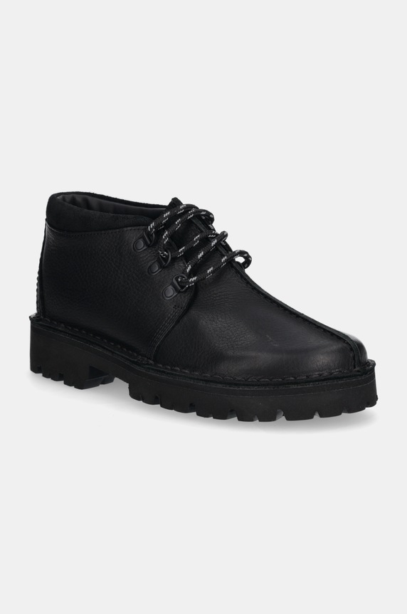 Kožne cipele Clarks Originals Trek Hike zrnata koža crna 26179321