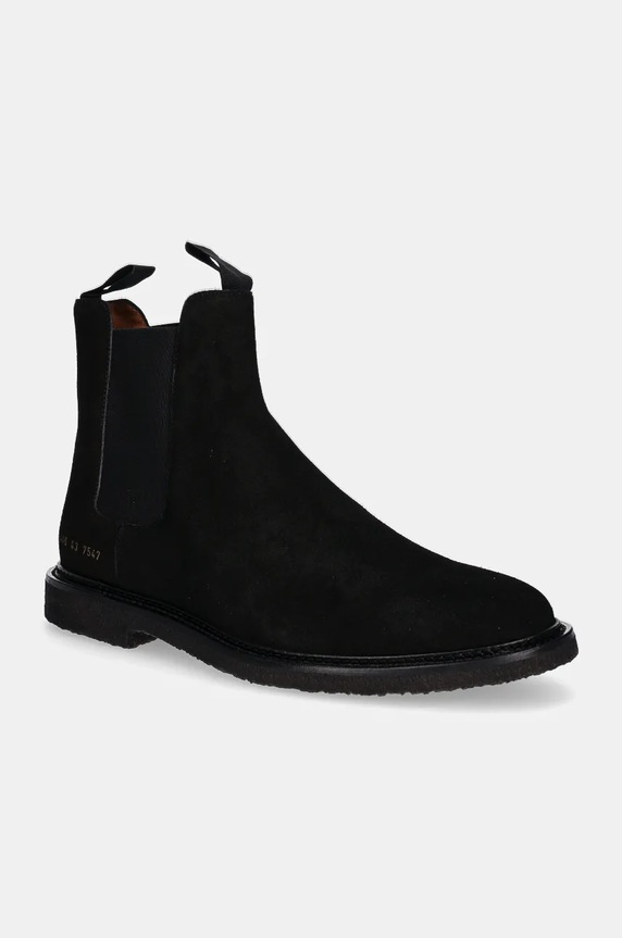 Common Projects sztyblety zamszowe Chelsea in Waxed Suede skóra zamszowa czarny 2446.7547