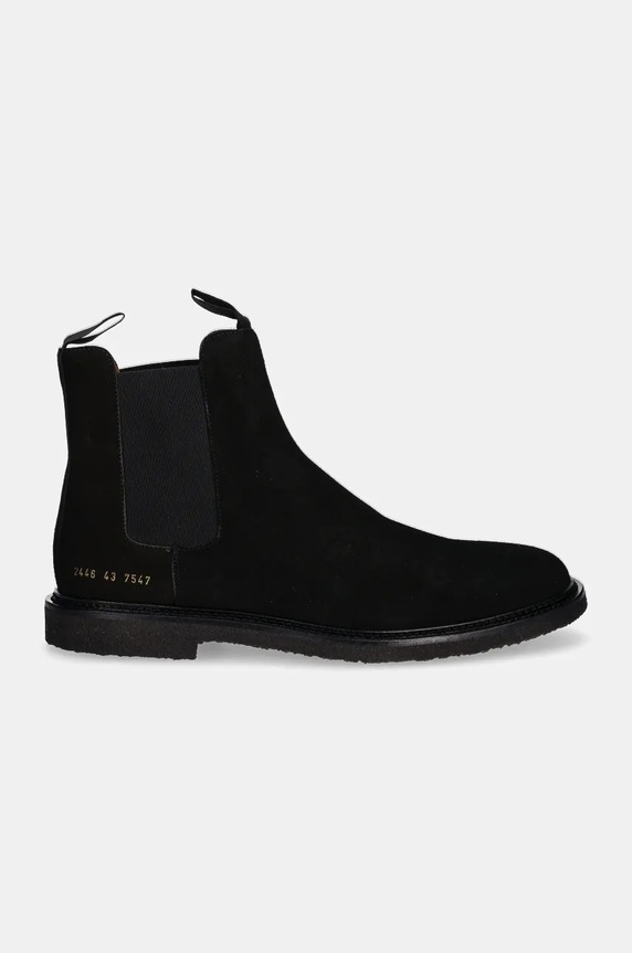 Common Projects sztyblety zamszowe Chelsea in Waxed Suede 2446.7547 czarny AW24