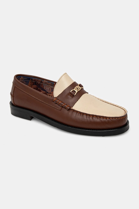 Kožené mokasíny Naked Wolfe Roma casual hnedá Roma.Chestnut.Cream