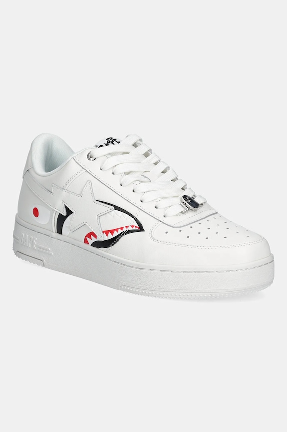 A Bathing Ape leather sneakers Bape Sta Shark M2 grain leather white 1K80191307