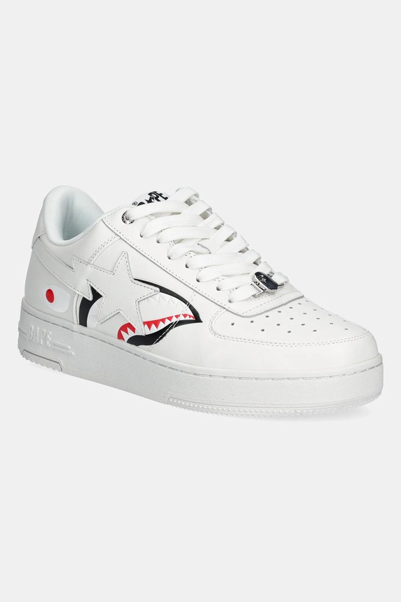 A Bathing Ape leather sneakers Bape Sta Shark M2 grain leather white 1K80191307