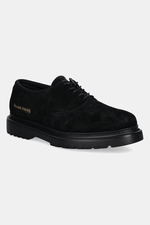 Polobotky Filling Pieces Derby Suede elegantní černá 74922791861