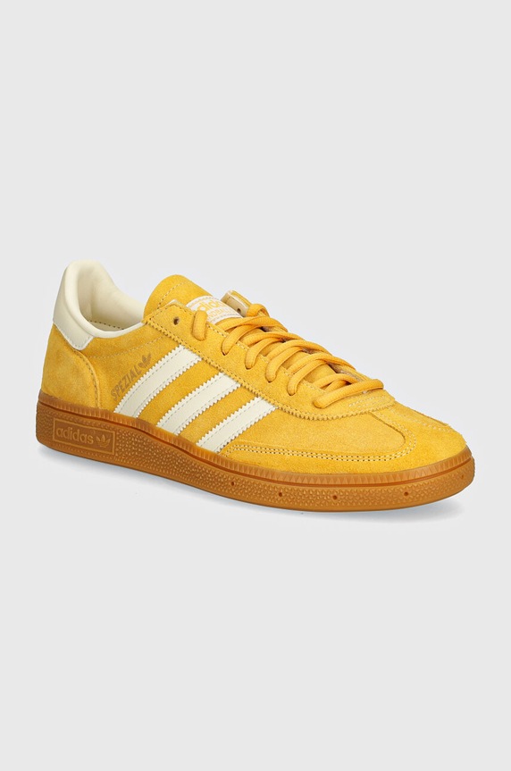 Σουέτ αθλητικά παπούτσια adidas Originals Hanball Spezial φλατ κίτρινο IF7088