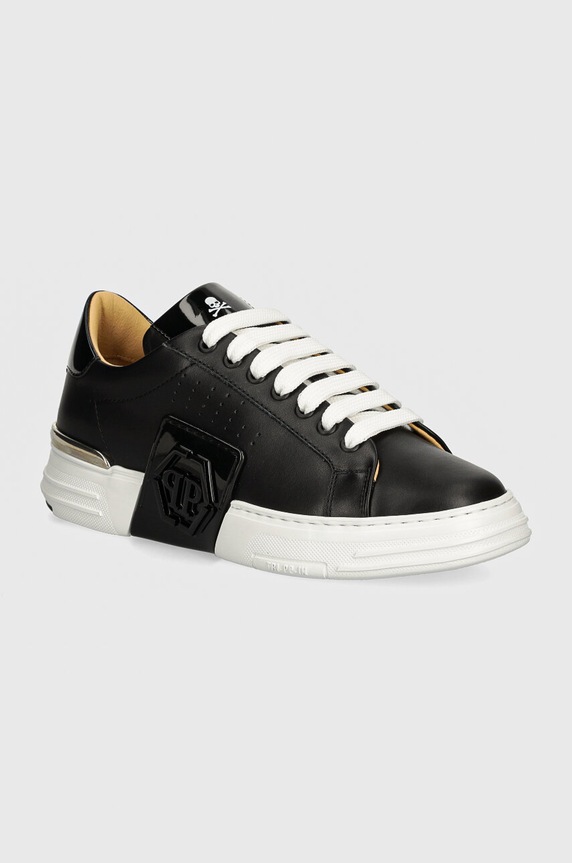 Δερμάτινα sneakers Philipp Plein Hexagon Phantom Kicks φλατ μαύρο USC0565.PLE025N.02