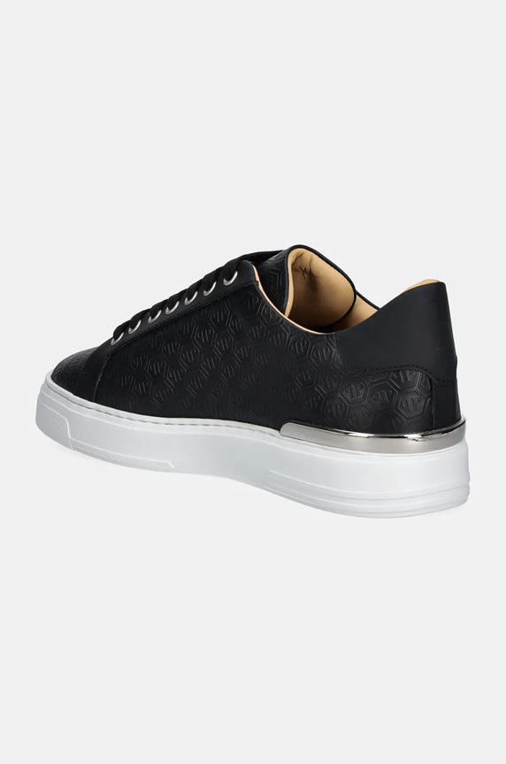 Cipők Philipp Plein bőr sportcipő Nappa Lo-Top Monogram USC0665.PLE010N.02 fekete