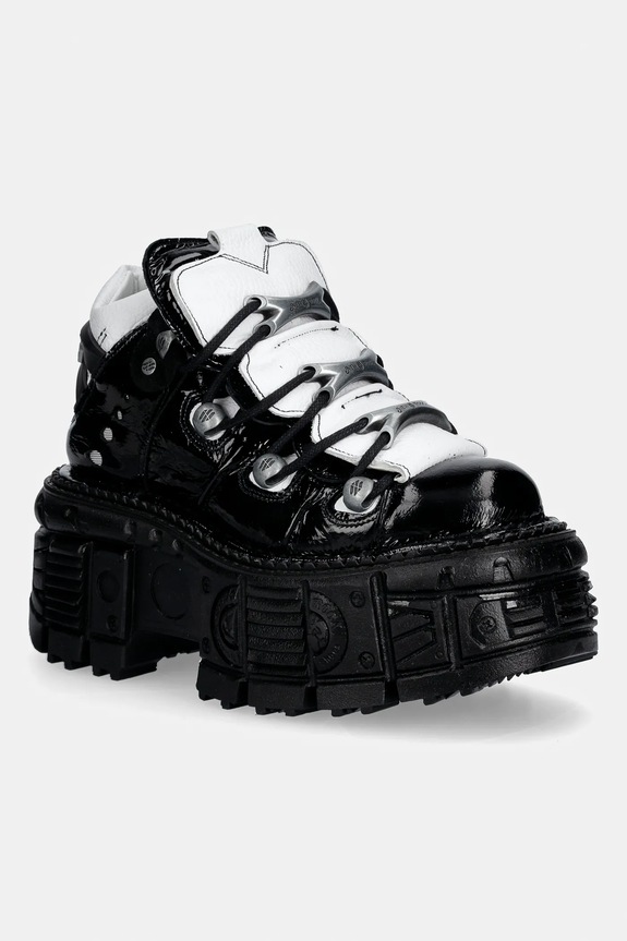 New Rock sneakersy skórzane M-106-S119 Ankle Boot Imperfect platforma czarny M.106.S119