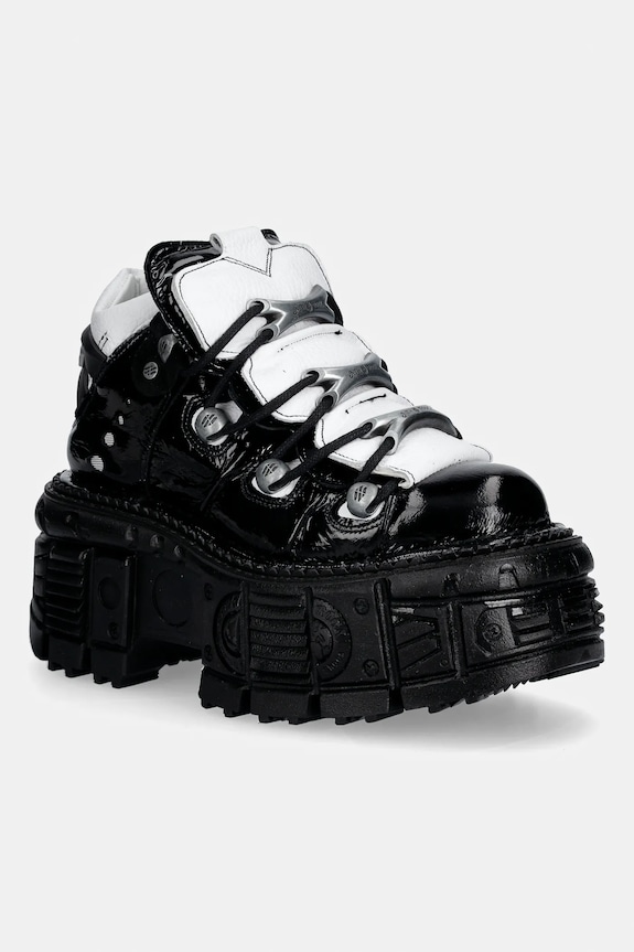New Rock sneakersy skórzane M-106-S119 Ankle Boot Imperfect platforma czarny M.106.S119