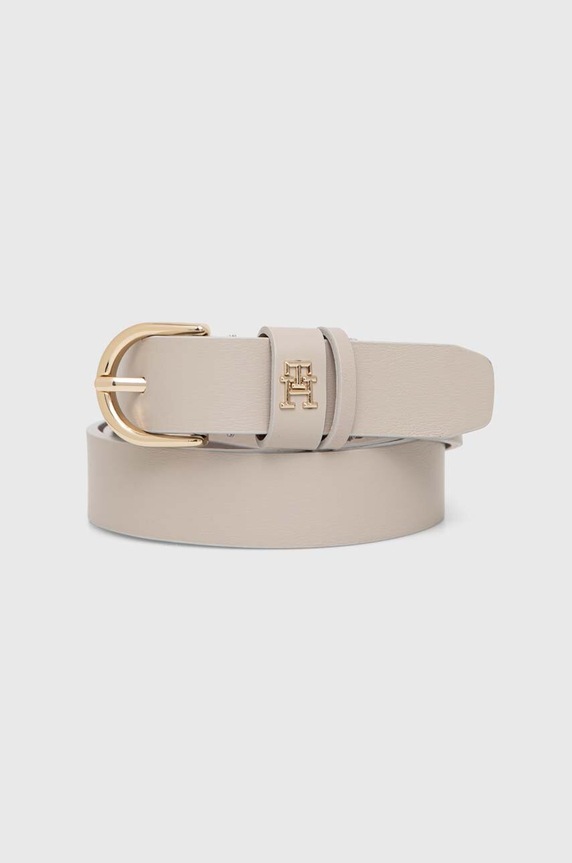 Tommy Hilfiger pasek skórzany beżowy AW0AW16798
