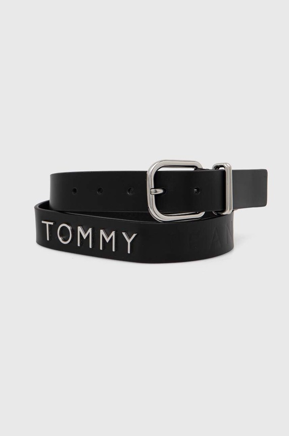 Кожен колан Tommy Jeans черен AW0AW16255