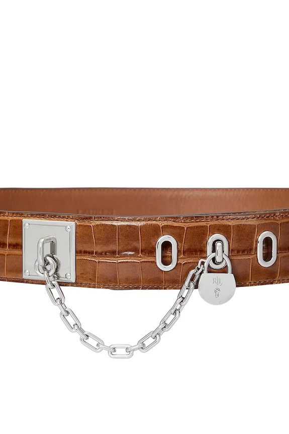 Lauren Ralph Lauren curea de piele 412945226 maro SS25