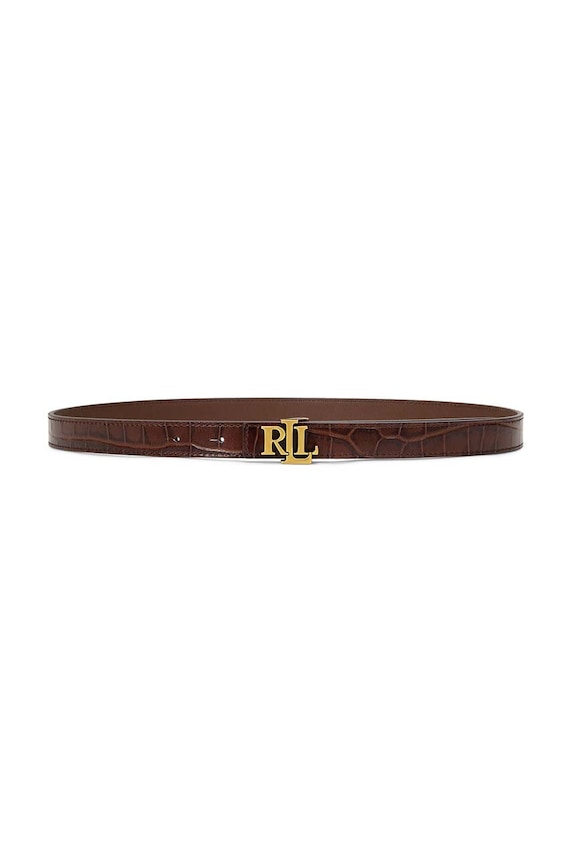 Kožený pásek Lauren Ralph Lauren hnědá 412951445