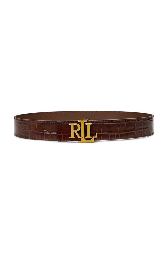 Kožený pásek Lauren Ralph Lauren hnědá 412951450