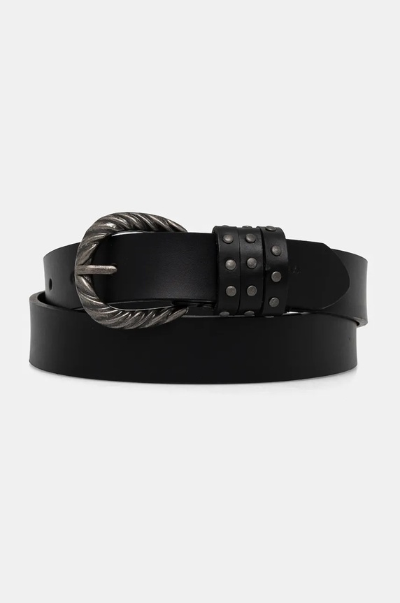 Δερμάτινη ζώνη Pepe Jeans HALSEY BELT Planet friendly μαύρο PL020856