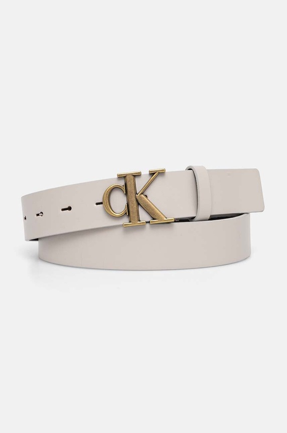 Calvin Klein Jeans pasek skórzany szary K60K612289