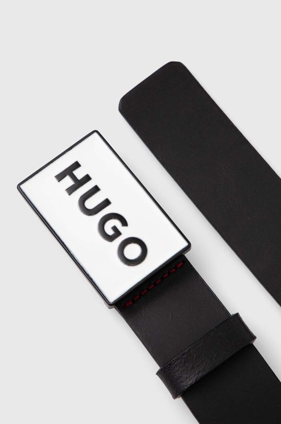 HUGO pasek skórzany 50522861 czarny AW24