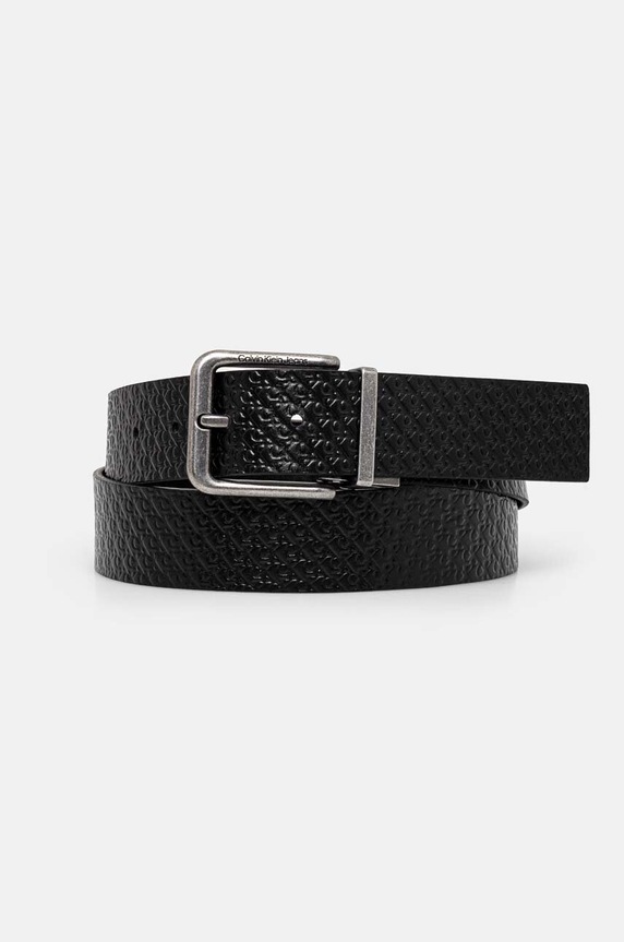 Obojstranný opasok Calvin Klein Jeans usňová koža čierna K50K512083