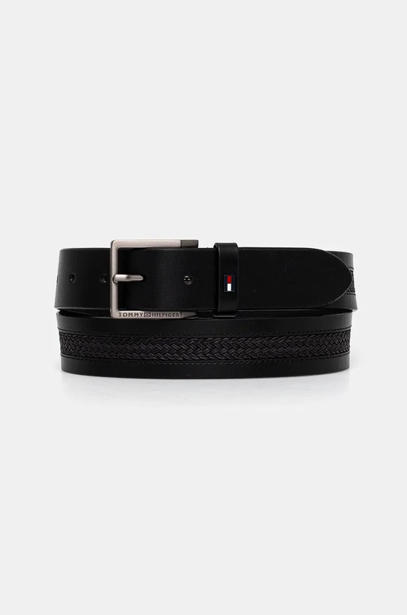 Tommy Hilfiger pasek skórzany czarny AM0AM12816