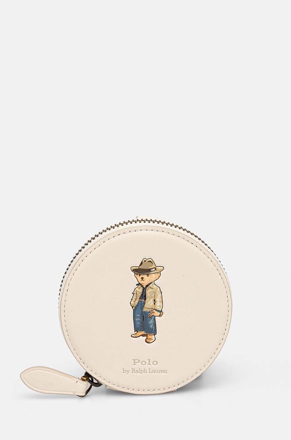 Кожен портфейл Polo Ralph Lauren гладка кожа бежов 427943237