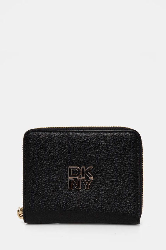 Dkny portfel skórzany skóra licowa czarny R43ZKF83
