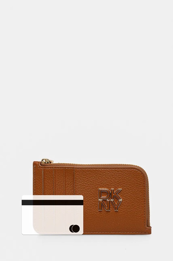 Kožené pouzdro na karty Dkny hnědá R43ZKF84