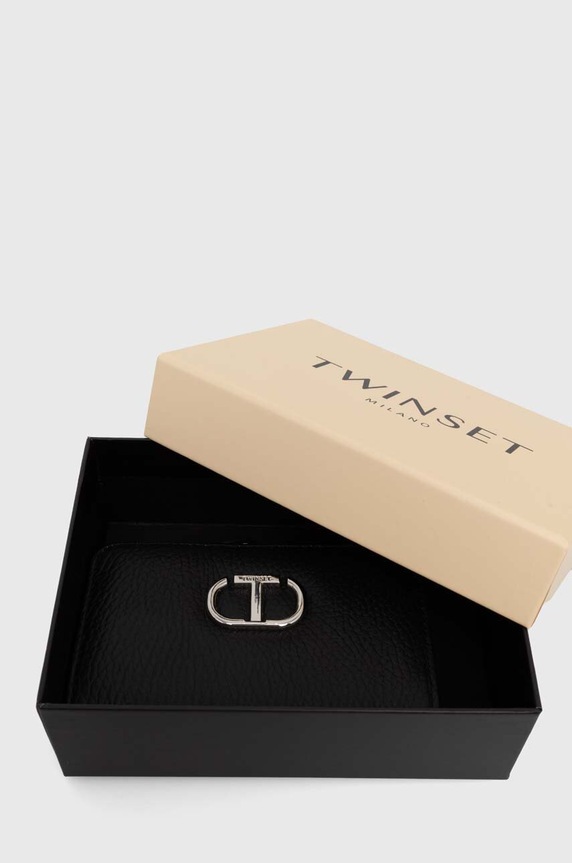 Twinset portfel skórzany czarny 242TB7017