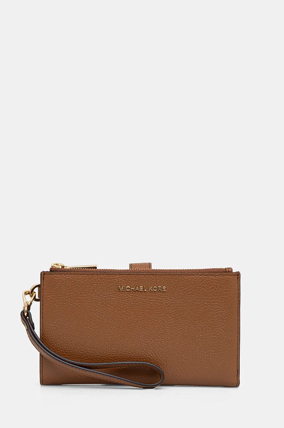 Δερμάτινο πορτοφόλι MICHAEL Michael Kors λείο δέρμα καφέ 32T7GAFW4L