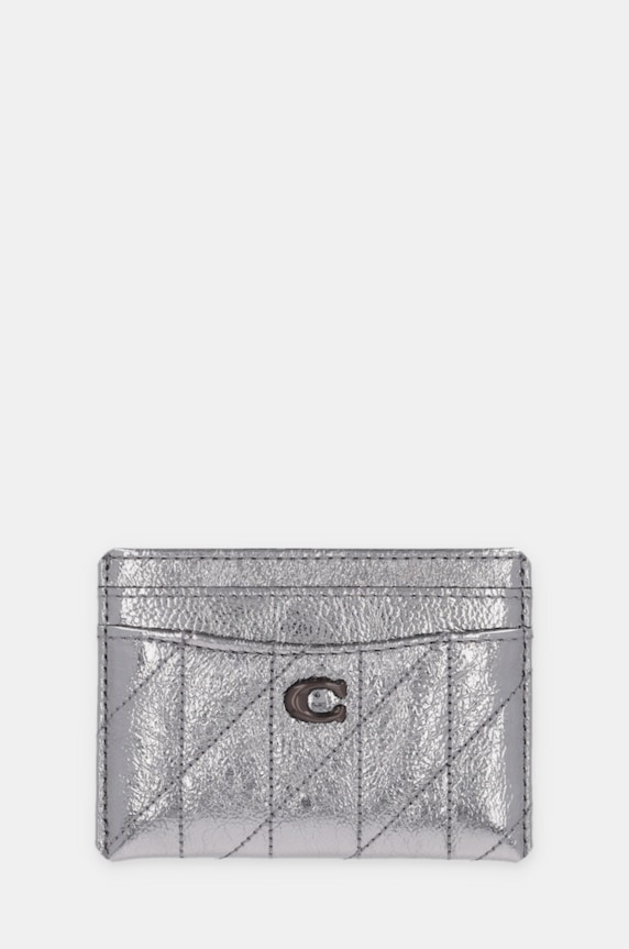 Кожен калъф за карти Coach калъф за карти сребърен CW597