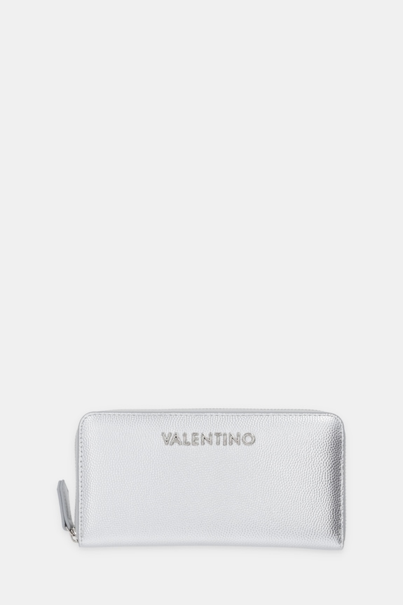 Denarnica Valentino Bags Imitacija zrnatega usnja srebrna VPS1R4155G