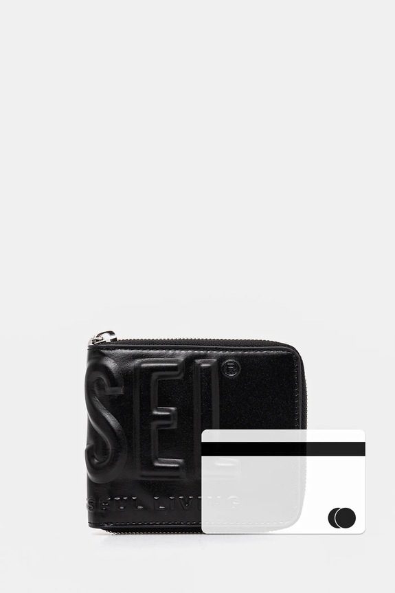 Diesel portofel de piele DSL 3D- BI FOLD COIN ZIP XS X10007.PR818 negru