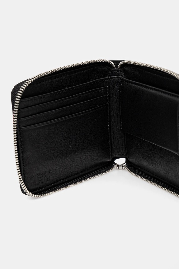 Accesorii Diesel portofel de piele DSL 3D- BI FOLD COIN ZIP XS X10007.PR818 negru