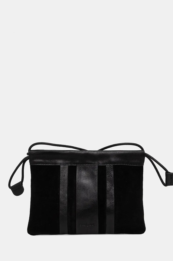 Vrecúško Desigual LEATHER PATCH CAYETA semišová koža čierna 24WAYL01