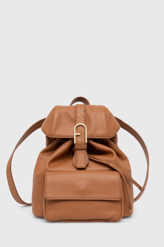 Furla plecak skórzany skóra licowa beżowy WB01084.BX2045.RY000