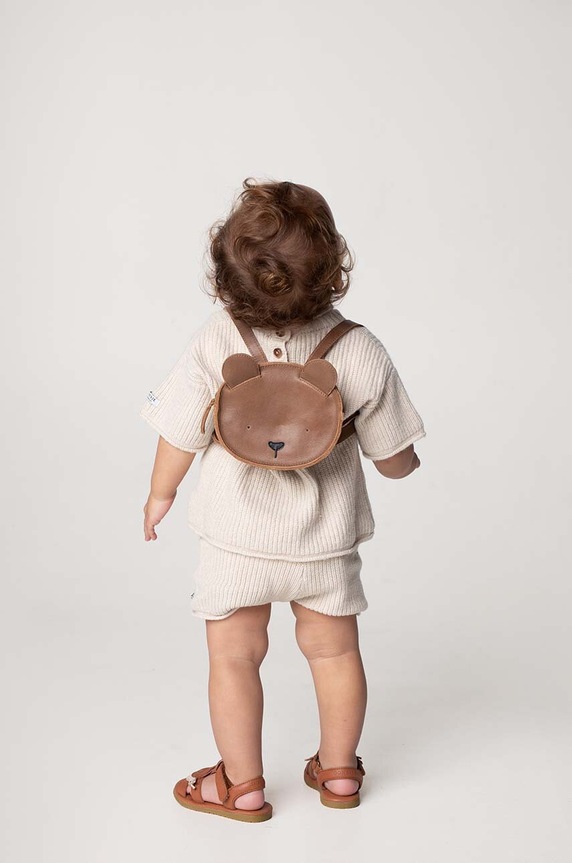 Detský kožený ruksak Donsje Kapi Classic Backpack Bear usňová koža hnedá 5005003.
