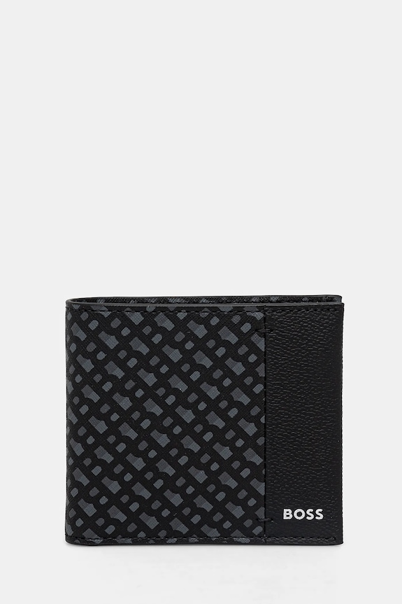 Δερμάτινο πορτοφόλι BOSS λείο δέρμα μαύρο 50529507