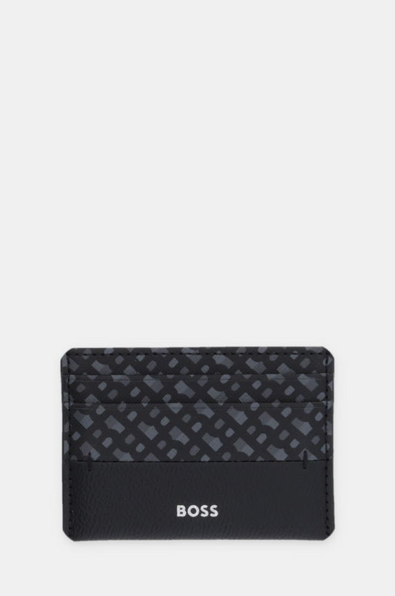 BOSS portacarte in pelle stampa all-over nero 50529531