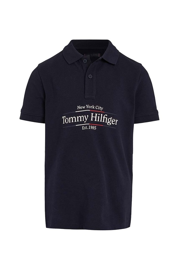 Detská bavlenná polokošeľa Tommy Hilfiger KB0KB09025.9BYH.128.176 tmavomodrá AW24