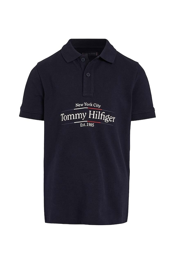 Detská bavlenná polokošeľa Tommy Hilfiger KB0KB09025.9BYH.128.176 tmavomodrá AW24